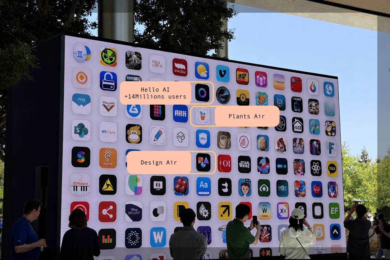 HelloAI, Plants Air, and Design Air on Apple's WWDC25 developer wall